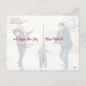 Rode Holly Berries Kerstfoto Feestdagenkaart (Achterkant)