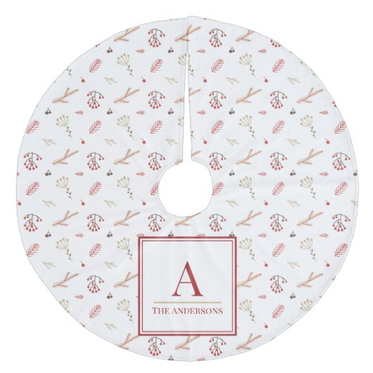 Rode Holly Berry Kerstboom Rok Fleece Kerstboom Rok (Voorkant)