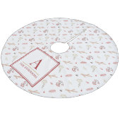 Rode Holly Berry Kerstboom Rok Fleece Kerstboom Rok (Gekanteld)