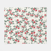 Rode Holly bessen Groene maretak bladeren Fleece Deken (Voorkant (Horizontaal))