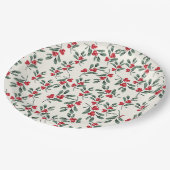 Rode Holly bessen Groene maretak bladeren Papieren Bordje (Gekanteld)