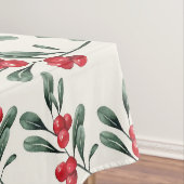 Rode Holly bessen Groene maretak bladeren Tafelkleed (Voorbeeld)