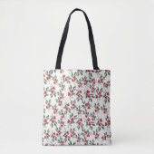 Rode Holly bessen Groene maretak bladeren Tote Bag (Voorkant)