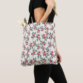 Rode Holly bessen Groene maretak bladeren Tote Bag (Dichtbij)