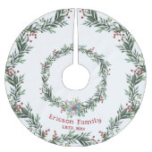 Rode Holly met Groene Krans, Feestelijk, Familiena Kerstboom Rok (Voorkant)