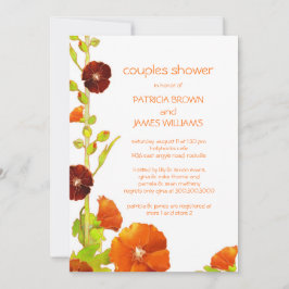 Rode Hollyhocks Bloemen Bruiloft Koppels Douche Kaart