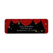 Rode HOLLYWOOD Gordijnen & Gouden Feestuitnodiging Etiket (Voorkant)