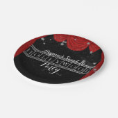 Rode HOLLYWOOD Gordijnen & Zilveren Partij Custom Papieren Bordje (Gekanteld)