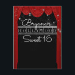 Rode HOLLYWOOD gordijnen & Zilveren Ster Sla de da Aankondigingskaart<br><div class="desc">Rode HOLLYWOOD gordijnen & Zilveren Ster Sla de datum op Postcard. Aanpassen met tekst naar keuze. Aanverwante artikelen beschikbaar.</div>