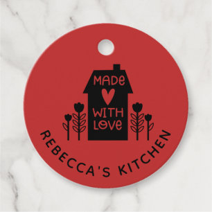 Rode homemade met liefde bedankjes labels