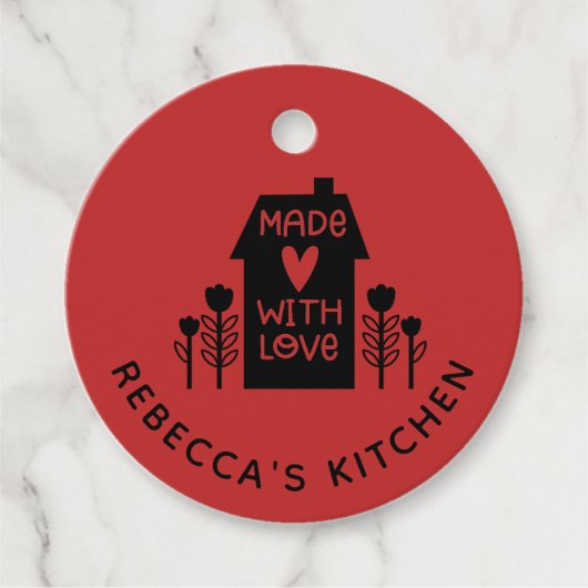 Rode homemade met liefde bedankjes labels (Voorkant)