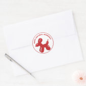 Rode hond ballon dierlijke sculptuur gepersonalise ronde sticker (Envelop)
