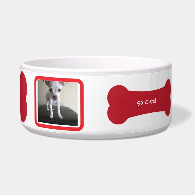 Rode Hond Bone Foto Gepersonaliseerde Pet Bowl Voerbakje (Rechts)
