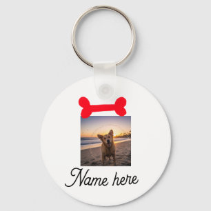 Rode hond bot foto huisdier hond kat naam eenvoudi sleutelhanger