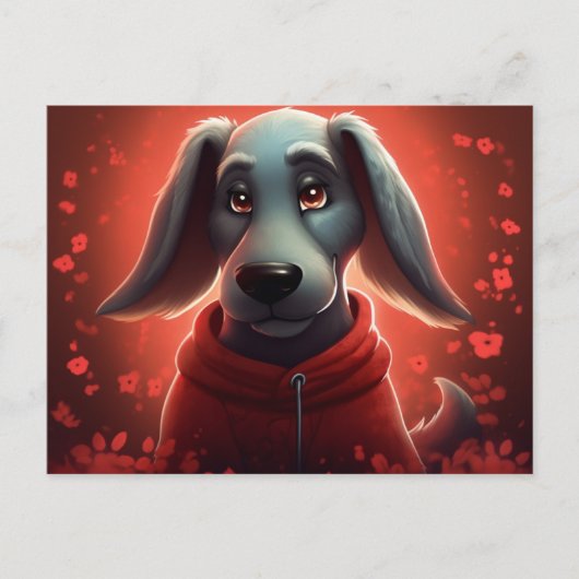 Rode hond briefkaart (Voorkant)