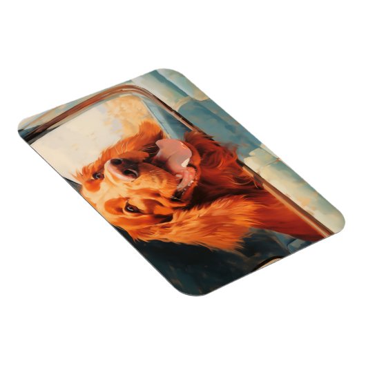 Rode Hond In Klassieke Vrachtwagen Window Art Prin Magneet (Rechterzijde)