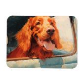 Rode Hond In Klassieke Vrachtwagen Window Art Prin Magneet (Horizontaal)