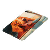 Rode Hond In Klassieke Vrachtwagen Window Art Prin Magneet (Linkerzijde)