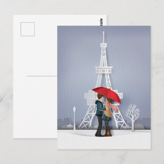 rode hond in parapest briefkaart (Voorkant / Achterkant)