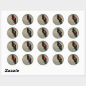 Rode hond ronde sticker (Vel)