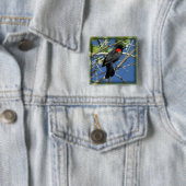 Rode hond vierkante button 5,1 cm (In situ)
