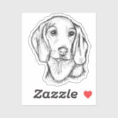 rode hond zwart wit simpele schets sticker (Vel)