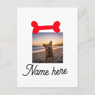 Rode hondenbot foto huisdier hond kat naam eenvoud briefkaart
