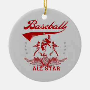 Rode honkbal all star T-shirts en cadeaus Keramisch Ornament