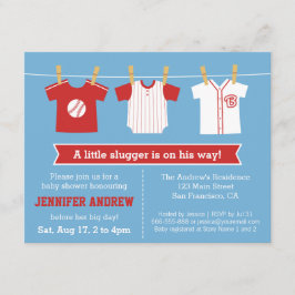 Rode honkbal baby jongen shower feest uitnodiging