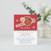 Rode honkbal baby shower feestje kaart (Staand voorkant)