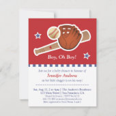 Rode honkbal baby shower kaart (Voorkant)