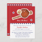 Rode honkbal baby shower kaart (Voorkant / Achterkant)