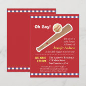 Rode honkbal baby shower kaart (Voorkant / Achterkant)