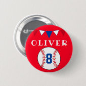 Rode honkbal Bunting Flags Kids Verjaardag Ronde Button 5,7 Cm (Voorkant /achterkant)