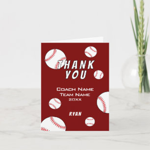 Rode honkbal Dank je Coach Kaart