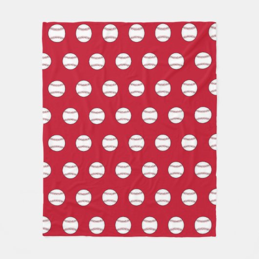 Rode Honkbal Fleece Deken (Voorkant)