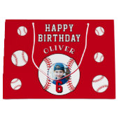 Rode Honkbal Kinderen Verjaardagsfoto Groot Cadeauzakje (Voorkant)
