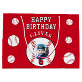 Rode Honkbal Kinderen Verjaardagsfoto Groot Cadeauzakje (Achterkant)