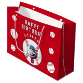 Rode Honkbal Kinderen Verjaardagsfoto Groot Cadeauzakje (Voorkant Gekanteld)