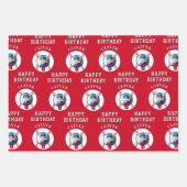 Rode Honkbal Kinderen Verjaardagsfoto Inpakpapier Vel (Voorkant 2)