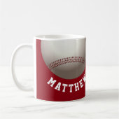 Rode honkbal met persoonlijke naam sport koffiemok (Links)