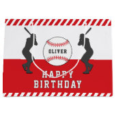 Rode honkbal speler naam verjaardag groot cadeauzakje (Voorkant)