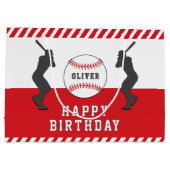 Rode honkbal speler naam verjaardag groot cadeauzakje (Achterkant)