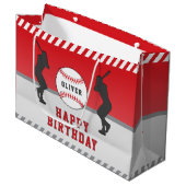 Rode honkbal speler naam verjaardag groot cadeauzakje (Voorkant Gekanteld)