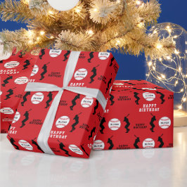 Rode honkbalspeler kinderen naam verjaardag cadeaupapier
