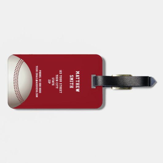 Rode honkbalsport bagagelabel (Achterkant horizontaal)
