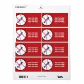 Rode honkbalteam sportfeestickerlabels etiket (Full Sheet)
