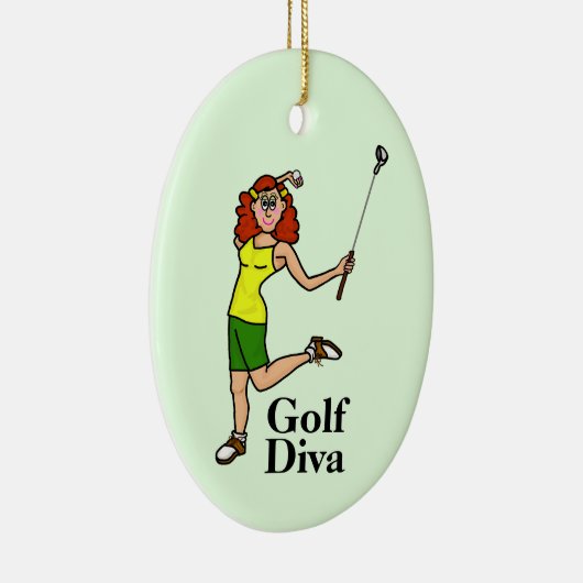 Rode Hoofd Vrouw Golfer Ornament (Rechts)