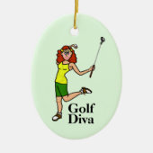Rode Hoofd Vrouw Golfer Ornament (Voorkant)
