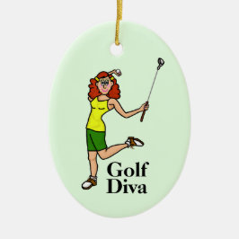 Rode Hoofd Vrouw Golfer Ornament